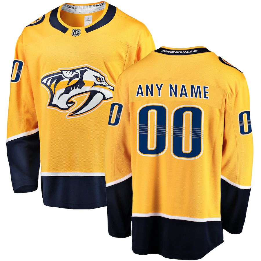 Men Nashville Predators Fanatics Branded Gold Home Breakaway Custom NHL Jersey->customized nhl jersey->Custom Jersey
